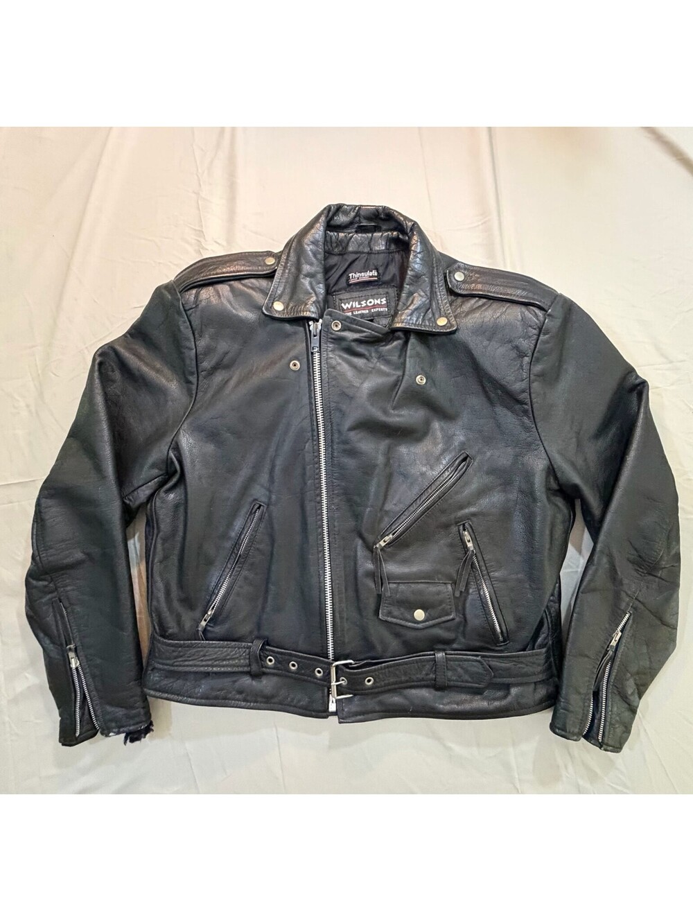 Wilsons Leather Moto Jacket Men’s XXL Harley-Davidson Eagle Patch
